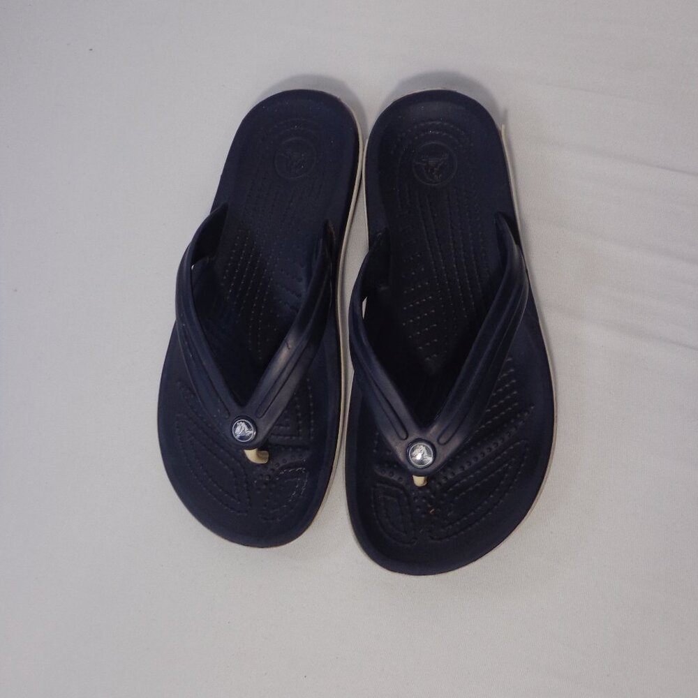 Crocs Crocband Unisex Men's‎ 5 Women's 7 Flip Flops Navy Blue Sandals Slip On